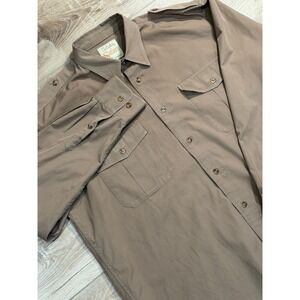 Cabelas Mens L Safari Shirt Utility Long Sleeve Epulets Hunting Hiking Fishing